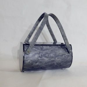1950s NYC Llewellyn Inc Lucite Pearlized Dove Gray Barrol Purse